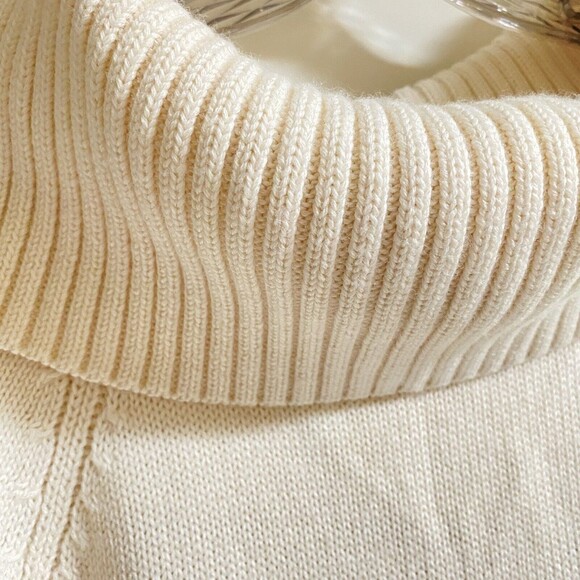 Vintage MODA International Ivory Cream Wool Blend Turtleneck Sweater Dress Sz L - Picture 7 of 10